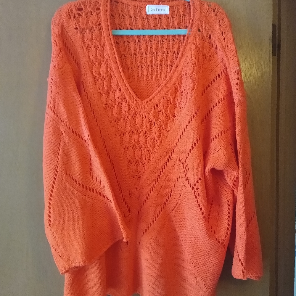 Bright Orange Beach Sweater